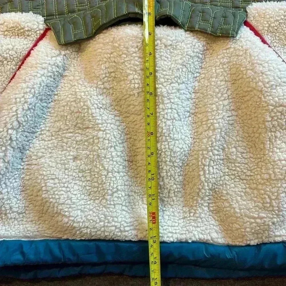 Ugg Iggy sherpa half zip pullover large green cream pockets hooded fur kangaroo - Picture 11 of 16